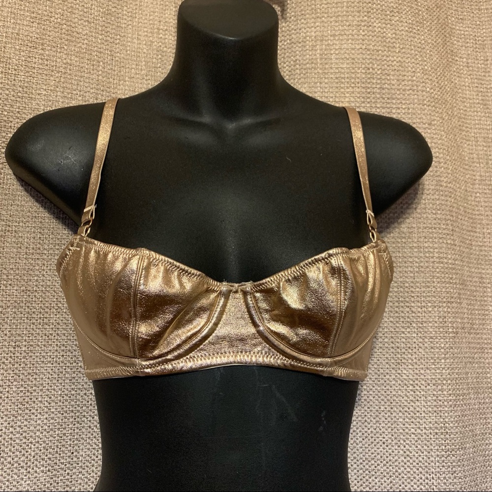 32B Victoria’s Secret Rose Gold faux leather Dream Angel push-up without padding - Picture 3 of 16